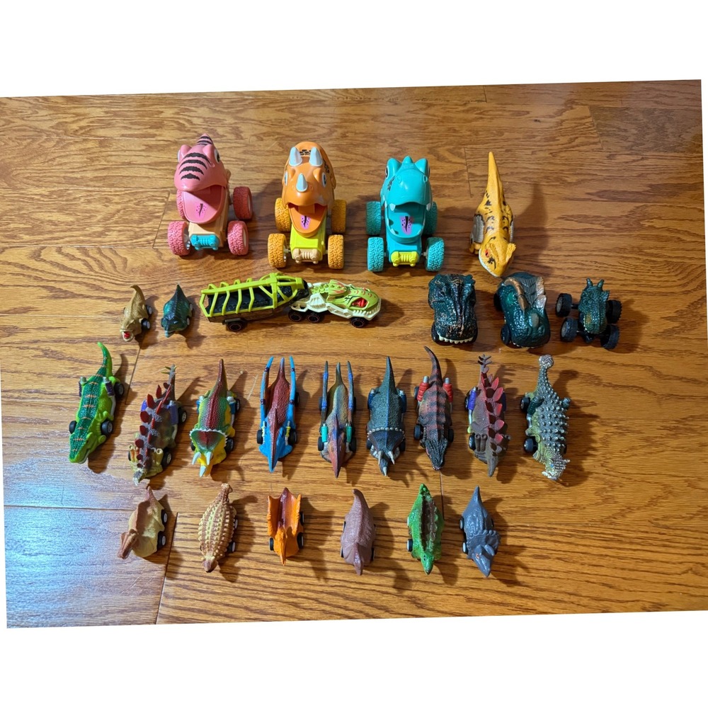 Dinosaur Toy Vehicle Lot 24pc Hot Wheels Jurassic World Monster Trucks Pull Back